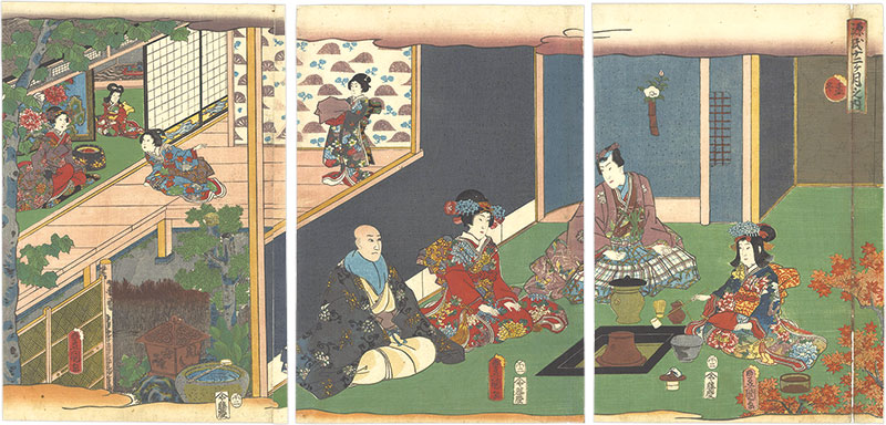 Toyokuni III “Genji in the Twelve Months / The Tenth Month (Moto)”／