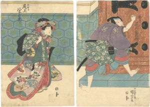 Kuniyoshi/Kabuki Play: Kana-dehon Chushingura / Okaru & Kanpei[仮名手本忠臣蔵　おかる　勘平]