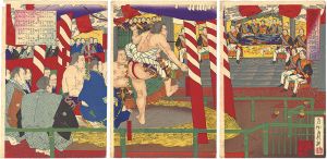Gekko/Imperial Viewing of the Yokozuna's Sumo Wrestling at Enryokan[延遼館天覧相撲横綱之図]