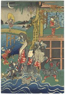Sadahide/Kabuki Play: Kewaimizu Kinugawa Tsuzumi[粧水絹川堤]