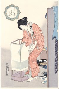 Kunisada I/Starlight Frost and Modern Manners / Woman Lighting a Lamp 【Reproduction】[星の霜当世風俗【復刻版】 ]