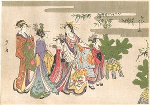 Eishi/The Excitement of New Year at Naka-no-cho in Yoshiwara【Reproduction】[新吉原【復刻版】　 ]