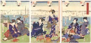 Toyokuni III and Kyosai/Famous Places in Edo / Scenery of Namiyoke in Tsukiji[江戸名所　築地浪除勝景]