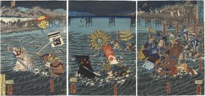 Yoshitora/The Battle of Uji-River / Sasaki Takatsuna and Kajiwara Kagetoki Leading the Vanguard[宇治川大合戦　佐々木梶原先陣之図]