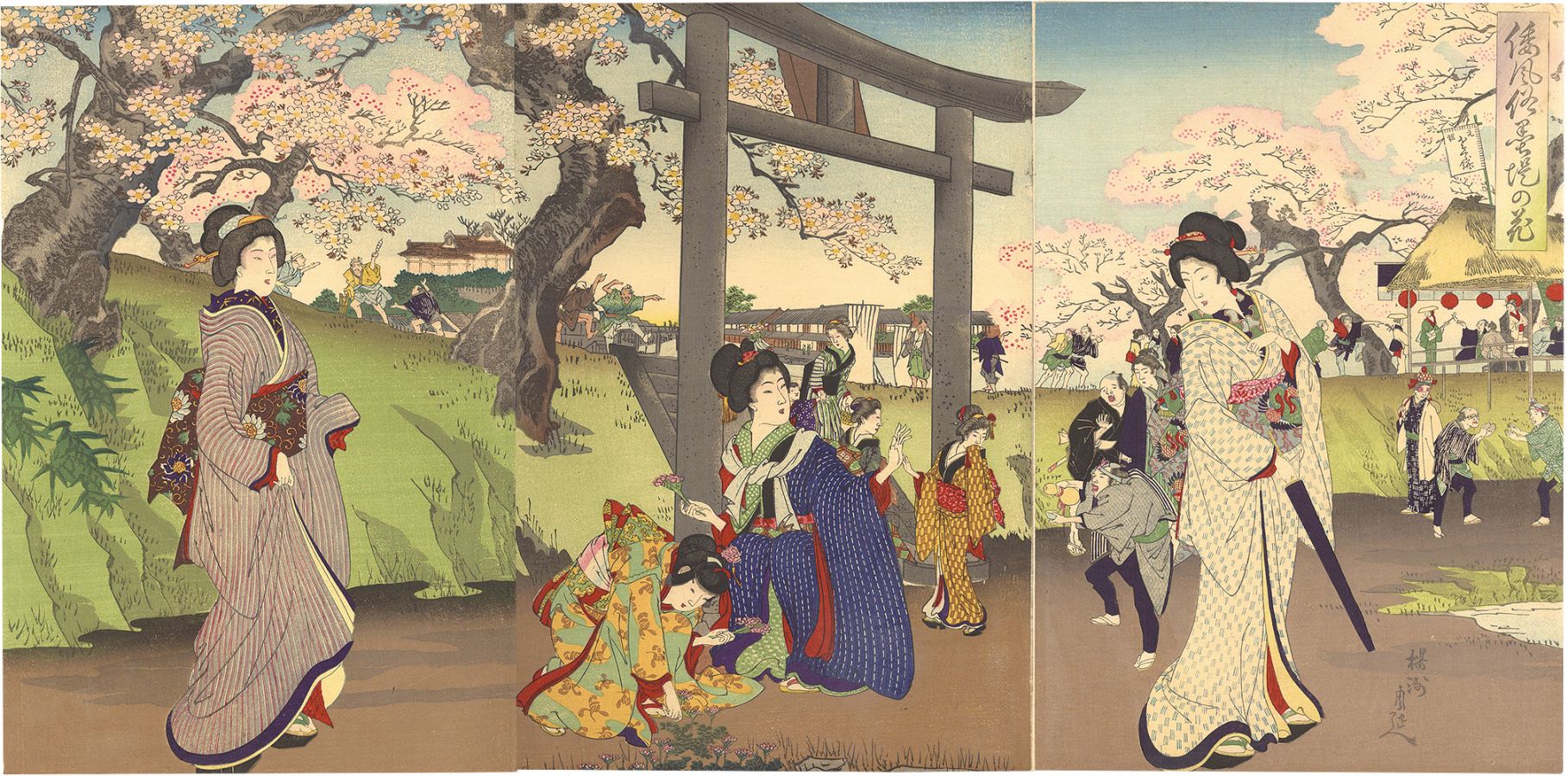 Chikanobu “Customs of Japan: Flowers along the Banks of the Sumida River”／