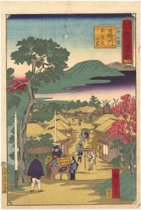Hiroshige III/The Travel Journal of the Revised Fifty-three Stations of Famous Places in Tokai / No. 41: Fujikawa[東海名所改正道中記　四十一 山中の里 藤川 岡崎迄二里]
