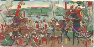Yoshitora/Mikawa Go-fudoki / Tough Battle at the Tenryu River[三河後風土記之内　天龍川御難戦之図]