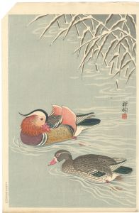 <strong>Ohara Koson (Shoson)</strong><br>Mandarin Ducks in Snow