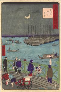 Hiroshige III/Illustrations of Famous Places in Modern Tokyo / Night View of Tsukuda from Eitai Bridge[東京開華名所図絵之内　永代橋 佃の夜景]