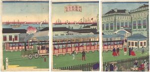 Hiroshige III/Steam Train in Yokohama[横浜鉄道館蒸気車之図]