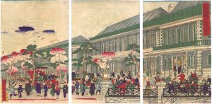 Kuniteru II/Prosperity of the Brick Shops in Kyobashi, the First Large District[第一大区京橋商店 煉瓦石繁栄図]