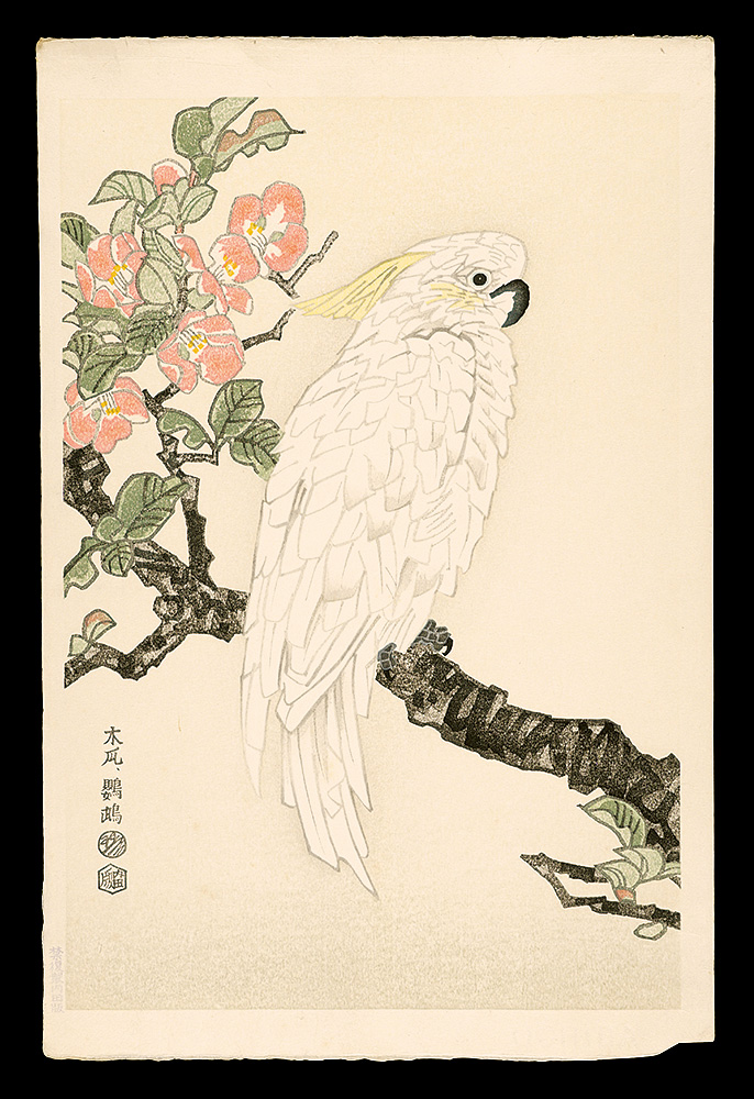 Kotozuka Eiichi “Japanese Quince and Parrot”／