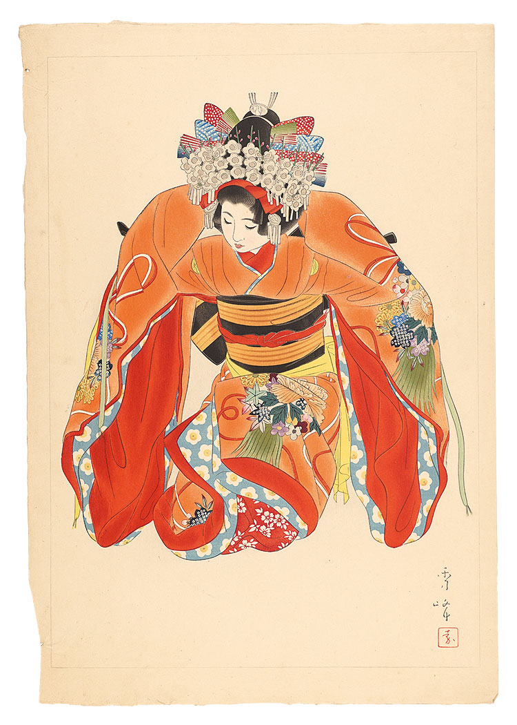 Yamakawa Shuho “Woman with Floral Hair Ornaments (tentative title)”／