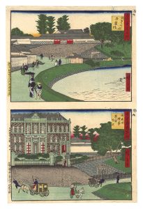 Hiroshige III/Famous Places of Tokyo, Past and Present / Outside Sakurada: Benkei Moat and the General Staff Headquarters[古今東京名所　外桜田 弁慶堀 陸軍参謀本部]