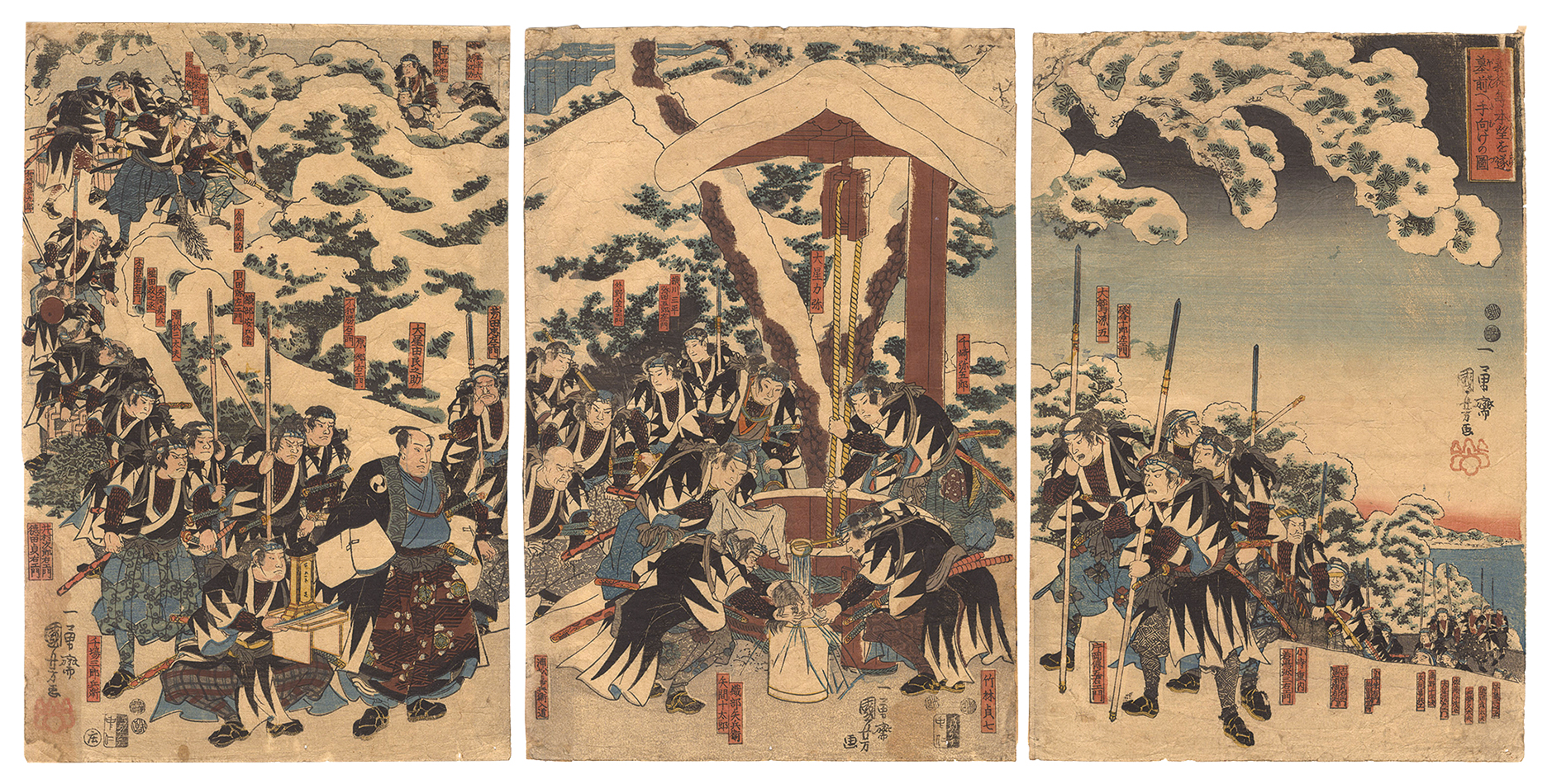 Kuniyoshi “The Loyal Retainers Washing Moronao's Decapitated Head before Presenting It to Their Lord's Grave”／