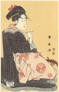 Kunimasa/Woman Holding a Shamisen Plectrum【Reproduction】[撥を持つ女【復刻版】]