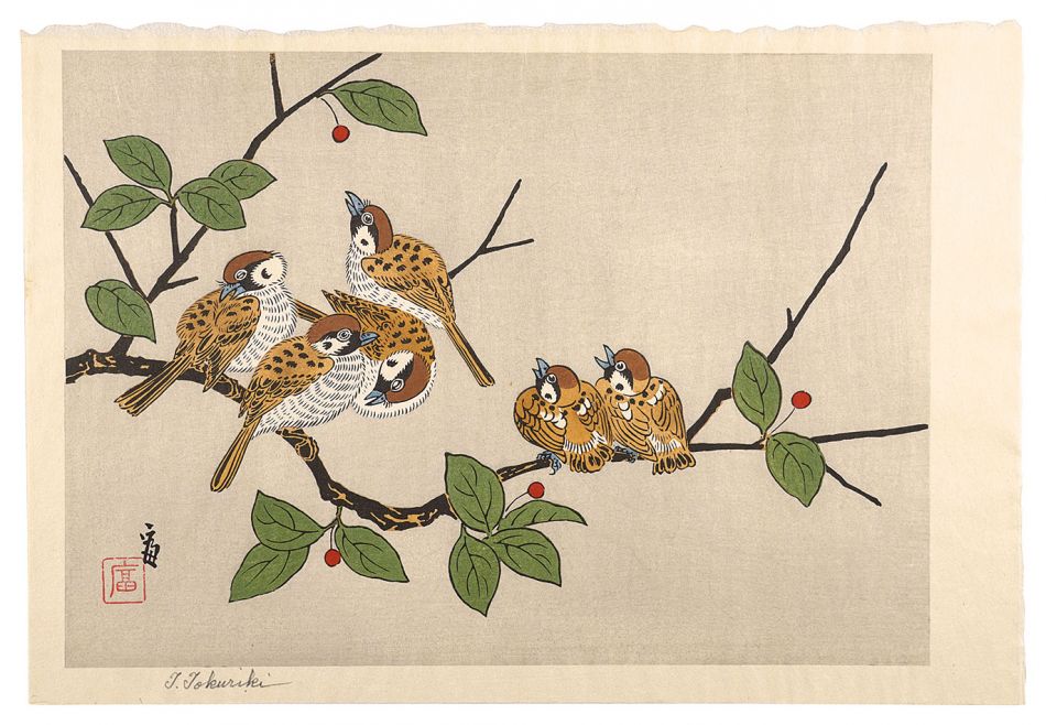 Tokuriki Tomikichiro “A Fock of Sparrows”／