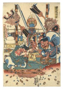 Kunimori/Roof-raising Ceremony Blessed by the Lucky Gods[福神守護上棟之図]