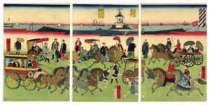 Hiroshige III/Traffic of Carriages in the City of Tokyo[東京市中馬車往来之図]