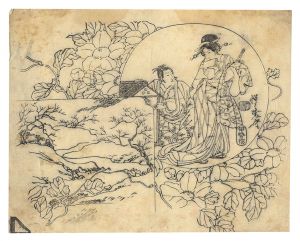 Kyosai/Key block print of Uchiwa-e[団扇絵　校合摺]