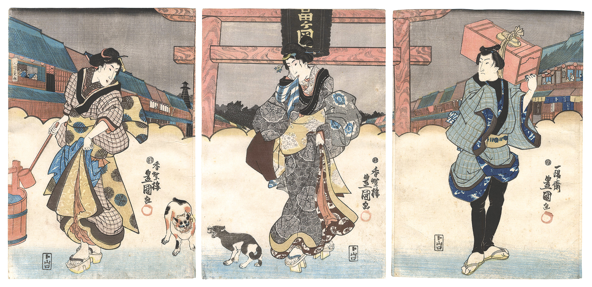 Toyokuni III and Kunimasa “Tomigaoka”／