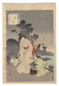 Toshikata/Thirty-six Elegant Selections / Catching Fireflies: Women of the Tenmei Era[三十六佳撰　蛍狩 天明頃婦人]