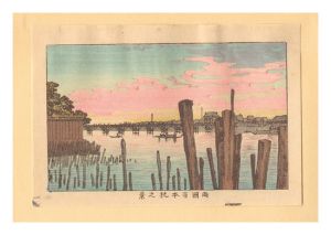 Yasuji,Tankei/True Pictures of Famous Places of Tokyo (Tokyo shinga meisho zukai) / View of Ryogokubashi Bridge from Hyappongui (Hundred Pillars)【Reproduction】[東京真画名所図解　両国百本杭之景【復刻版】]
