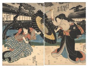 Kunisada I/Kabuki Play: Sakura-doki Onna Gyoretsu[桜時女行列]