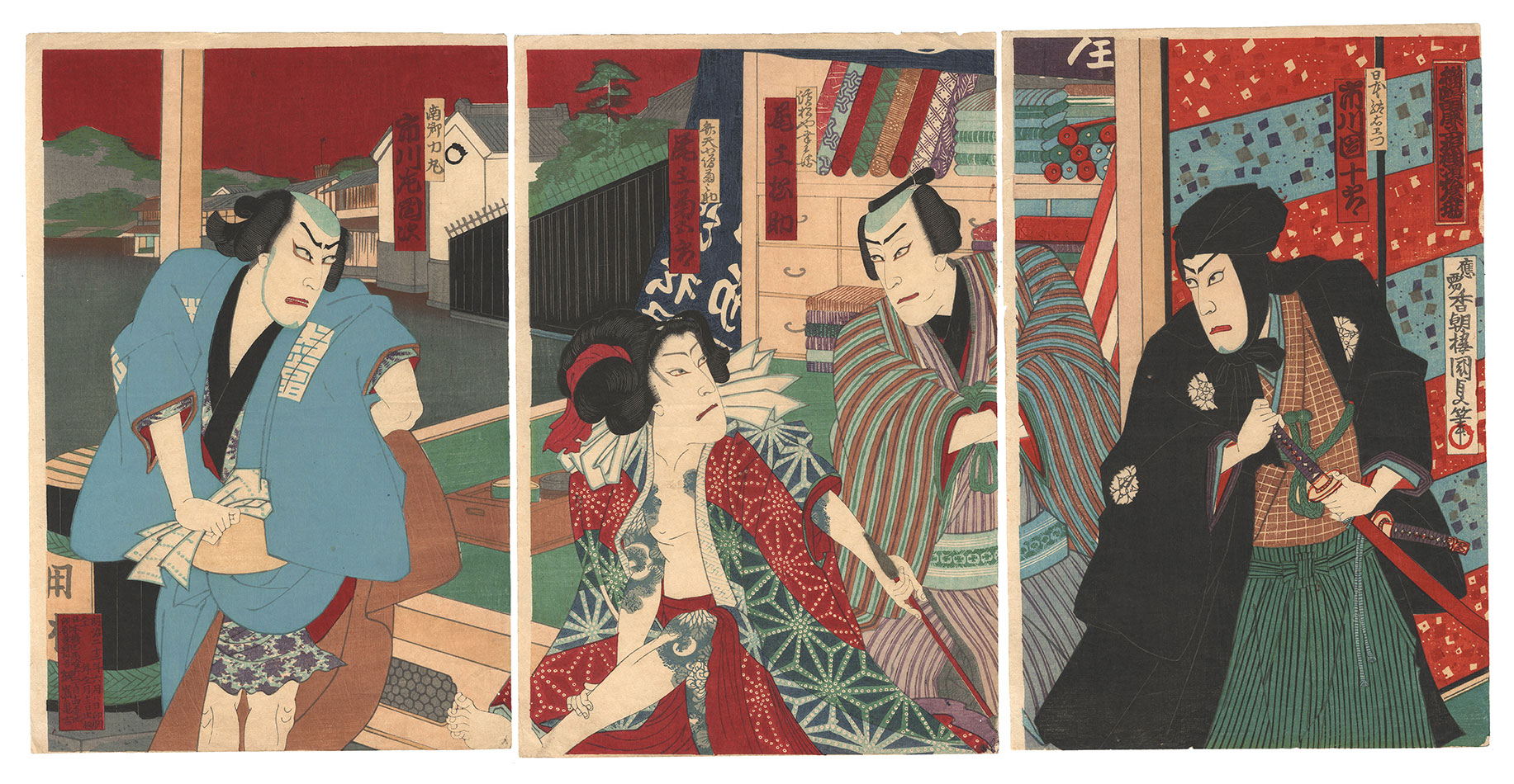 Kunisada III “Kabuki Play: Yoko ni Shimada Kanoko no Furisode”／