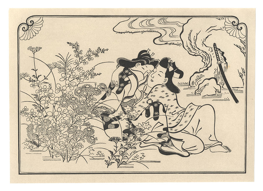 Moronobu “Lovers in an Autumn Field 【Reproduction】”／