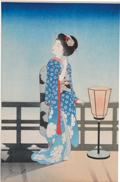 Yoshikawa Kanpo “The 1st Collection of Creative Prints by Kanpo / Maiko Admiring the Moon”／