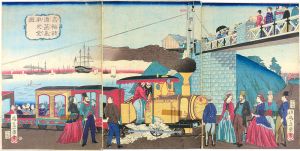 Ikkei/Steam Engine of The Railroad at Takanawa[高輪鉄道蒸気車之全図]