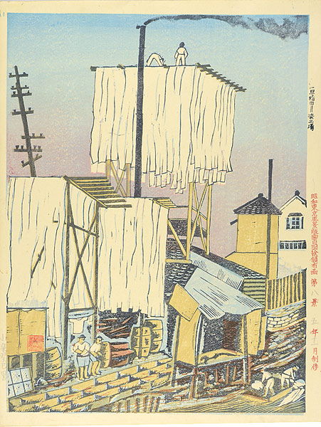 Koizumi Kishio “100 Views of Great Tokyo in the Showa Era / Dye Factory at Waseda (#8)”／