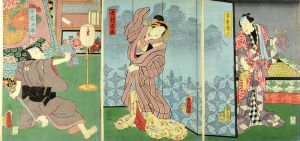 Toyokuni III/Kabuki scene from Hananotsuki utou hitofushi[英皎うとふ一諷]