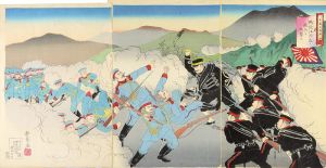 静齋｢日露交戦画（四）　鴨緑江附近ニ敵兵を攻撃ス｣