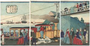 Ikkei/Steam Engine of The Railroad at Takanawa[高輪鉄道蒸気車之全図]