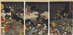Kuniyoshi/Kenshin Charging into Shingen's Camp at the Battle of Kawanakajima[川中嶋両将直戦図]