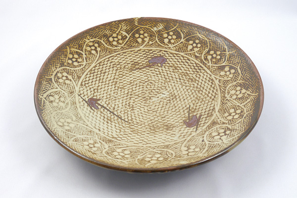 Shimaoka Tatsuzo “Clear glazed inlay straw-rope pattern plate”／