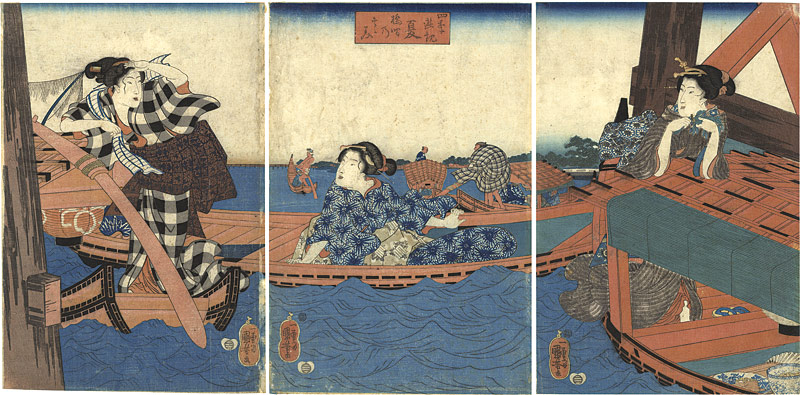 Kuniyoshi “The Four Seasons / Summer - Three beauties under the Bridge”／