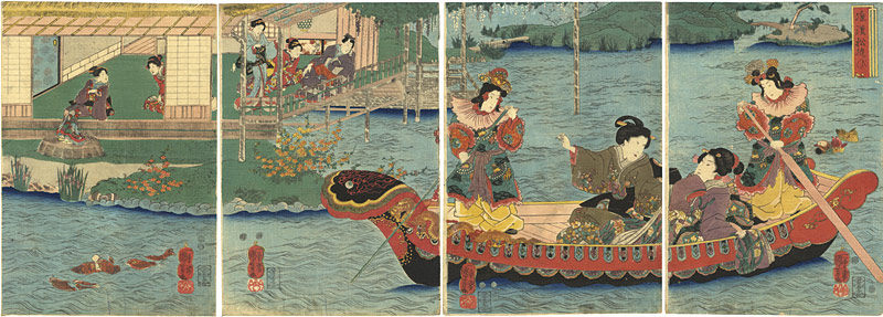 Kuniyoshi “Beauties in Dragon Boat”／