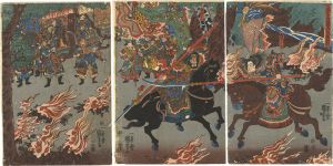 Kuniyoshi/Romance of Three Kingdoms : One Scene about the Battle between Ma Chao and Zhang Fei at Jia Meng Gate[三国志馬超張飛葭萌関戦]