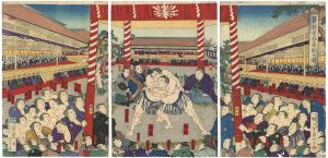 Kuniaki/Sumo at Kazoku Hall[華族会館角觗之図]