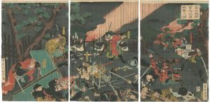 Kuniteru II/Soga Brothers Achieve Their Revenge in the Rain at the Base of Mt. Fuji[冨士裾野曽我兄弟報讐之図]