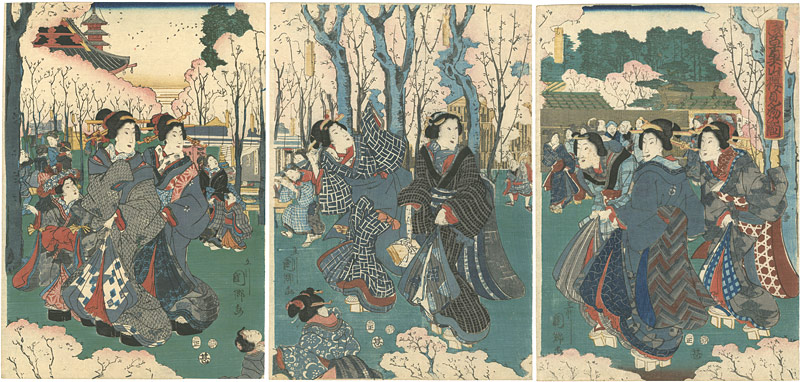 Kunisato “Cherry‐Blossom Viewing at Asakusa Okuyama”／