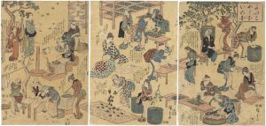 Hiroshige/Silkworm Culture[かいこやしないの図]