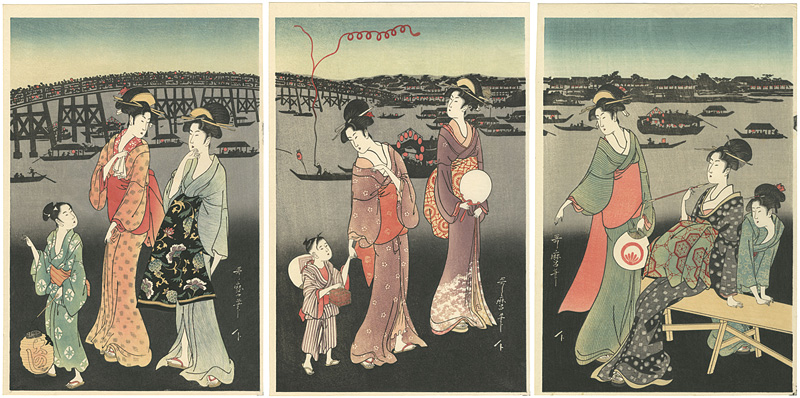 Utamaro “Fireworks at Ryogoku【Reproduction】”／