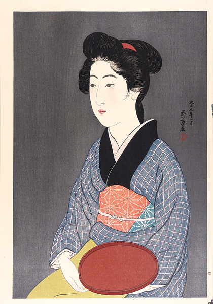 Hashiguchi Goyo “Waitress with a Red Tray 【Reproduction】”／