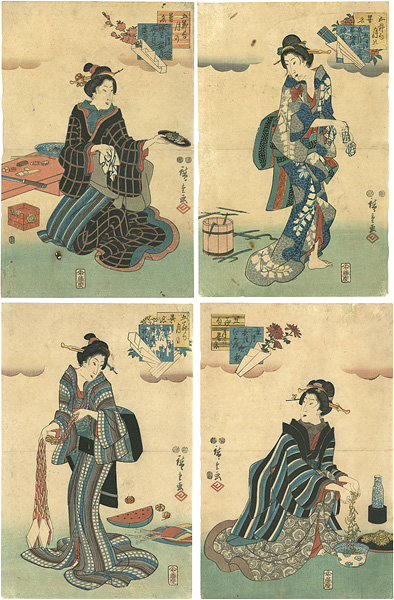 広重初代｢五節句月の異名　三月・五月・七月・九月｣／