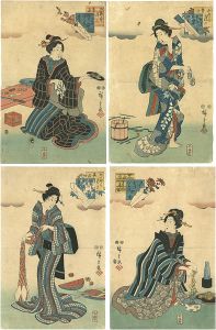 Hiroshige/Other Names of 5 Seasonal Festivals / 3rd Month ・ 5th Month ・ 7th Month ・ 9th Month : set of 4[五節句月の異名　三月・五月・七月・九月]