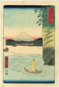 Hiroshige/36 Views of Mt.Fuji / Cherry Blossoms at Hommoku in Musashi Province[冨士三十六景　武蔵本牧のはな]